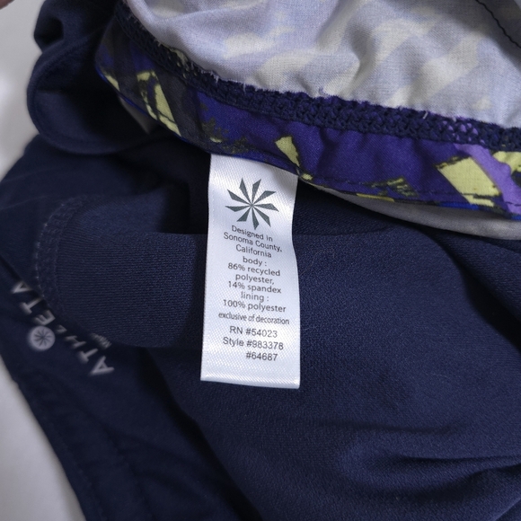 Athleta Women’s Athletic Swim Workout Striped Neon Navy Running Shorts Small - Picture 5 of 9